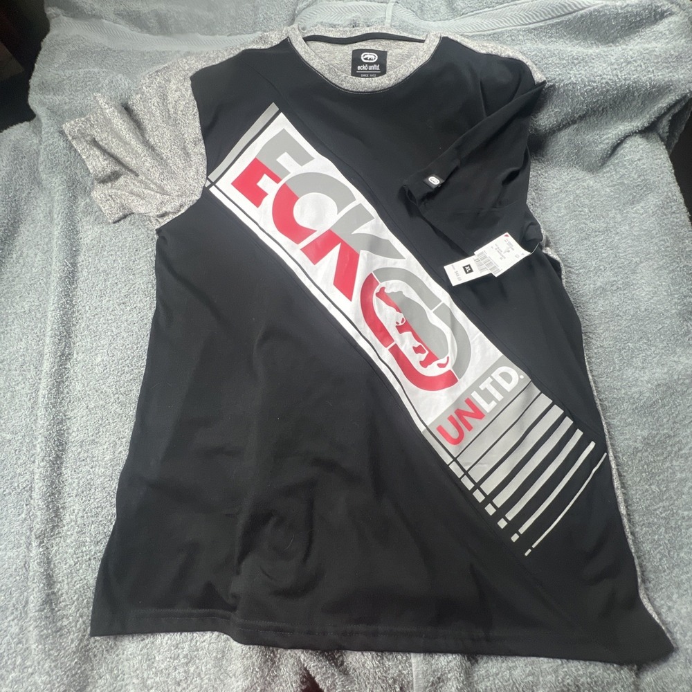 Ecko Unltd Men's T-Shirt Black Red‎ Gray Charcoal Design Graphic TShirt Size XL